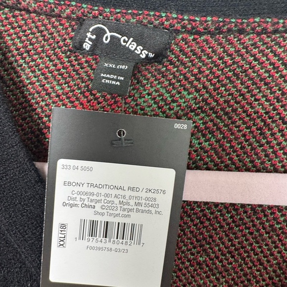 NWT Art Class Strawberry Print Black Cardigan Sweater Button Down XXL (18) Girls - Picture 7 of 10